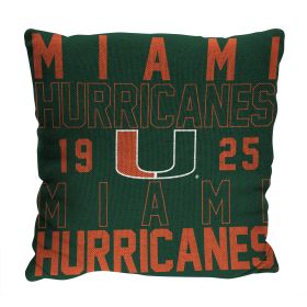 Miami OFFICIAL NCAA "Stacked" Woven Pillow; 20" x 20"