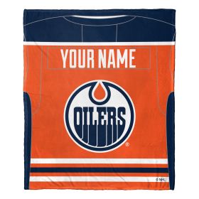 OFFICIAL NHL Personalized Jersey Silk Touch Throw Blanket - Oilers