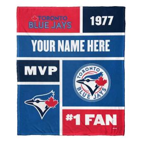 [Personalization Only] OFFICIAL MLB Colorblock Personalized Silk Touch Throw Blanket - Blue Jays