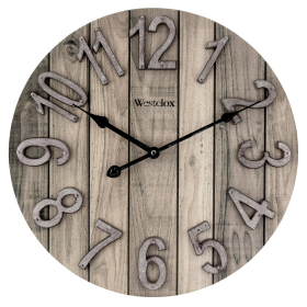 Westclox Brown Farmhouse Style Wood Grain Analog