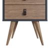 Manhattan Comfort Amber Nightstand with Faux Leather Handles in Blue and Nature